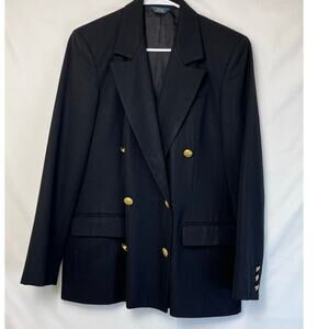 Hawksley & Wright Women's Black Dressy Business Wool Suit Blazer Jacket - Size 8